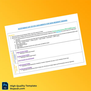 India Editable KYC Documents List for NRIs Template in Word and PDF formats 2 page India Editable KYC Documents List for NRIs Template in Word and PDF formats 2 page