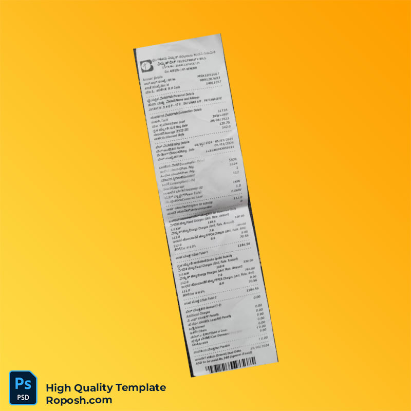 India Electricity Provider Editable Electricity Bill Template in Word and PDF formats India Electricity Provider Editable Electricity Bill Template in Word and PDF formats