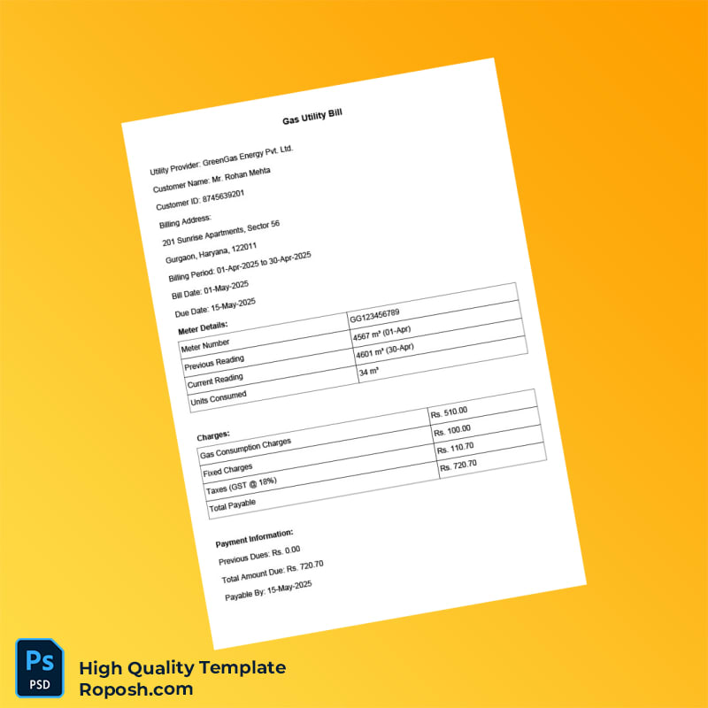 India GreenGas Energy Pvt Ltd Editable Gas Bill Template in Word and PDF formats 2 page India GreenGas Energy Pvt Ltd Editable Gas Bill Template in Word and PDF formats 2 page