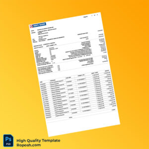India HDFC Bank Loan Statement Template in Word and PDF formats 2 page