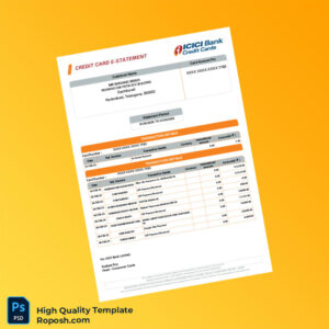 India ICICI Bank Credit Card Statement Template in Word and PDF formats 2 page