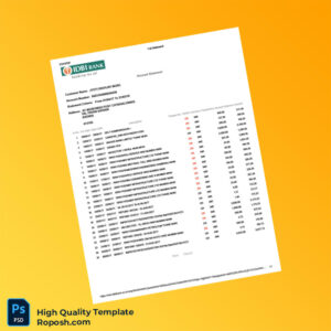India IDBI Bank Account Statement Template in Word and PDF formats