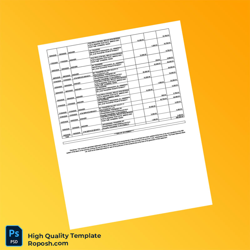 India Kotak Mahindra Bank Bank Statement Template in Word and PDF formats 2 page India Kotak Mahindra Bank Bank Statement Template in Word and PDF formats 2 page