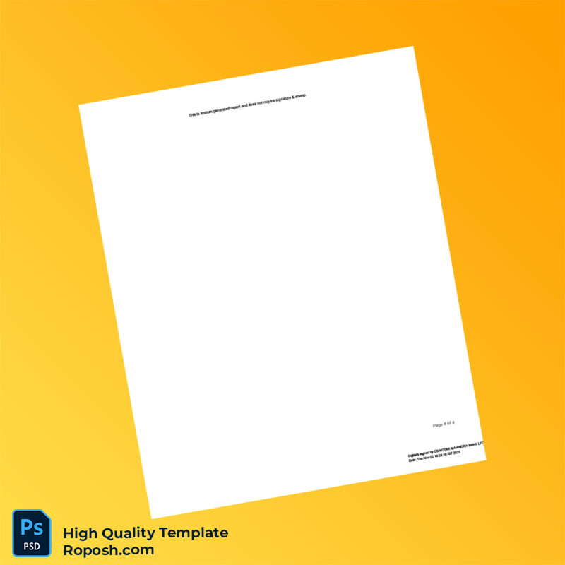 India Kotak Mahindra Bank Statement Template in Word and PDF formats 4 page India Kotak Mahindra Bank Statement Template in Word and PDF formats 4 page