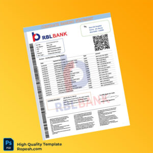 India RBL Bank Account Statement Template in Word and PDF formats