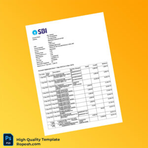 India Reserve Bank Of India Bank Account Statement Template in Word and PDF formats 3 page