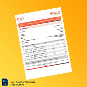 India SBA Bank Statement Template in Word and PDF formats