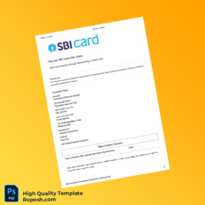 India SBI Card Editable Payment Confirmation Template in Word and PDF formats 2 page