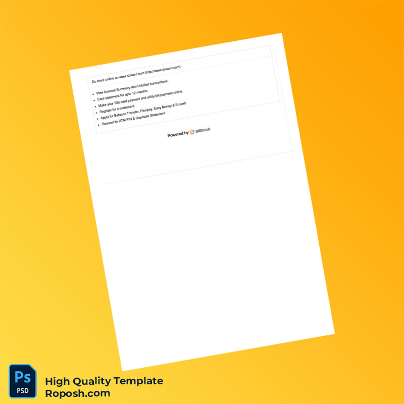India SBI Card Editable Payment Receipt Template in Word and PDF formats 2 page India SBI Card Editable Payment Receipt Template in Word and PDF formats 2 page