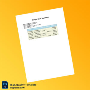 India Sample Bank Editable Bank Statement Template in Word and PDF formats