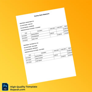 India Sample Bank Ltd Bank Statement Template in Word and PDF formats