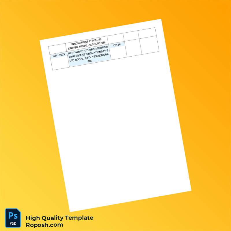 India State Bank of India Bank Statement Template in Word and PDF formats 4 page India State Bank of India Bank Statement Template in Word and PDF formats 4 page