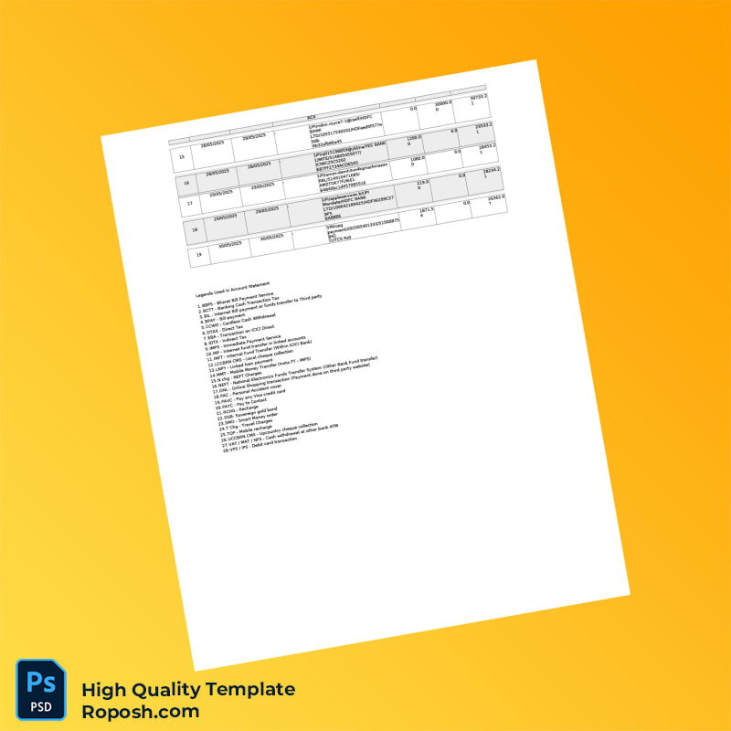 India UCO Bank Statement Template in Word and PDF formats 2 page India UCO Bank Statement Template in Word and PDF formats 2 page