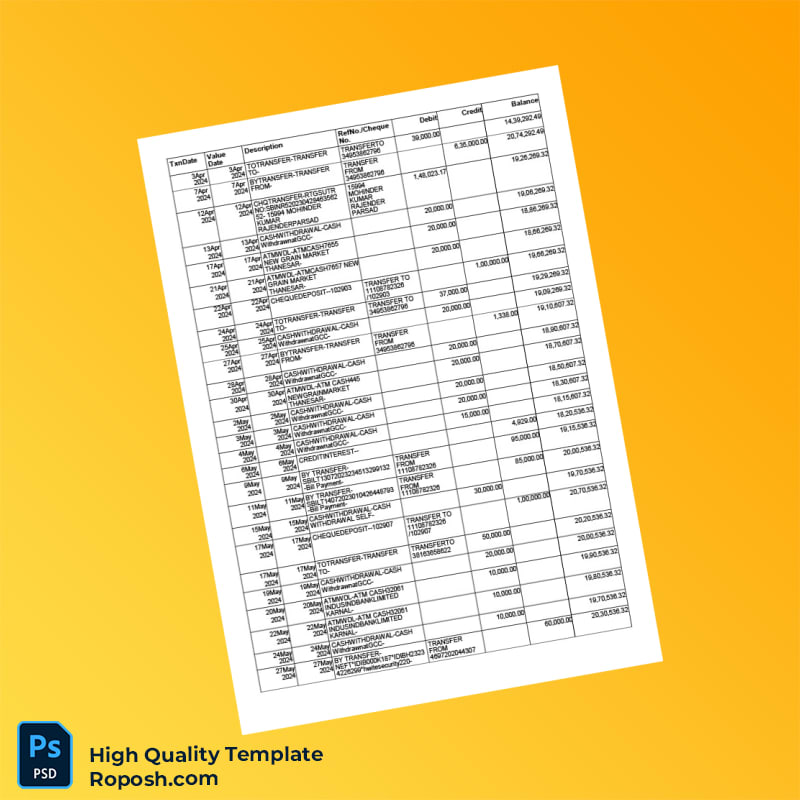 India Vijay Bank Statement Template in Word and PDF formats 3 page India Vijay Bank Statement Template in Word and PDF formats 3 page
