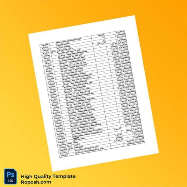 India Vijaya Bank Statement Template in Word and PDF formats 7 page