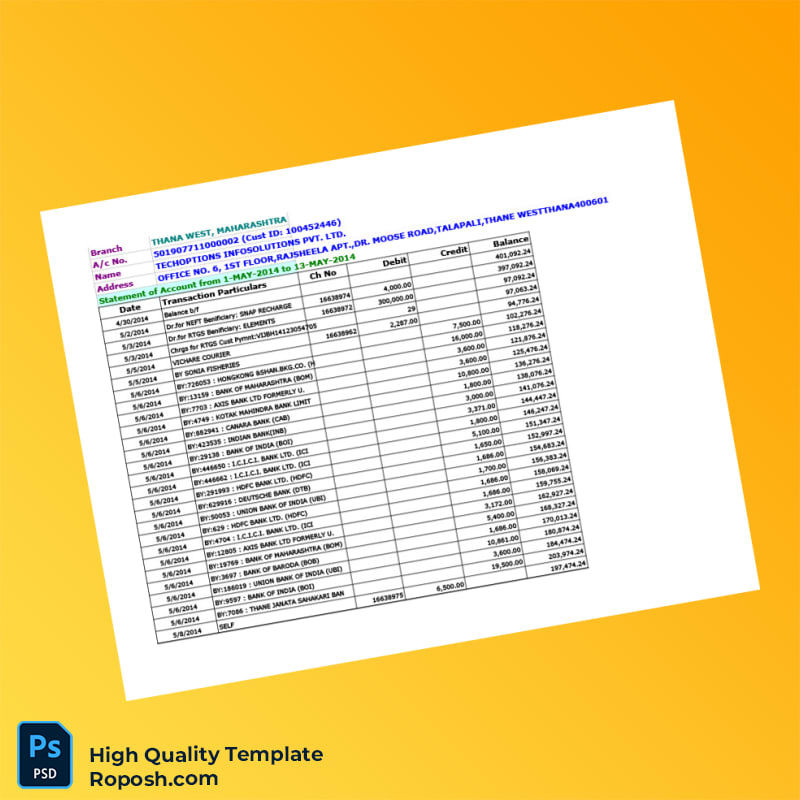 India Vijaya Bank Statement Template in Word and PDF formats 7 page India Vijaya Bank Statement Template in Word and PDF formats 7 page