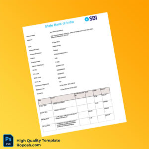 India Viond Bank Statement Template in Word and PDF formats 3 page