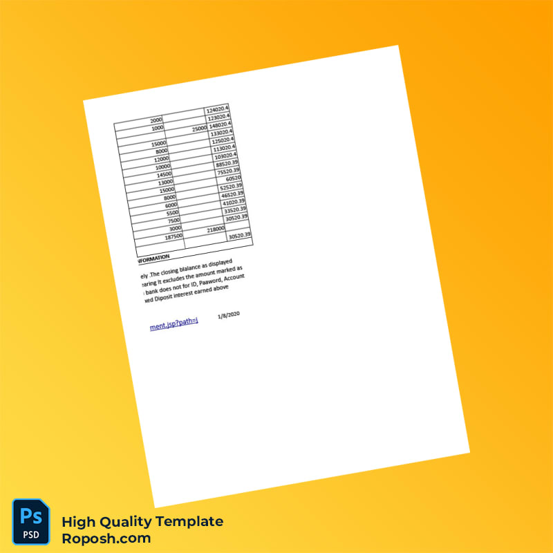 India Visa Inc Bank Statement Template in Word and PDF formats 7 page India Visa Inc Bank Statement Template in Word and PDF formats 7 page