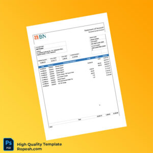 Indonesia BNI Bank Statement Template in Word and PDF formats 2 page