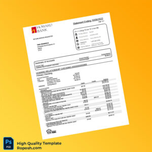 Indonesia Howard Bank Statement Template in Word and PDF formats 2 page