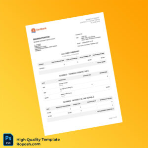 Indonesia Seabank Bank Statement Template in Word and PDF formats 2 page