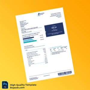 Ireland Bord Gáis Energy Limited Editable Natural Gas Bill Template in Word and PDF formats 2 page