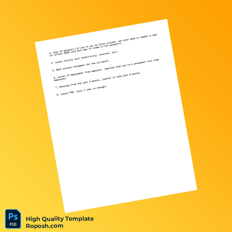 Ireland Editable Visit Visa Template in Word and PDF formats 2 page Ireland Editable Visit Visa Template in Word and PDF formats 2 page