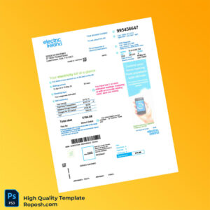 Ireland Electric Ireland Editable Electricity Bill Template in Word and PDF formats
