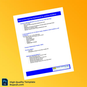 Jamaica National Commercial Bank Editable Account Opening Requirements Template in Word and PDF formats