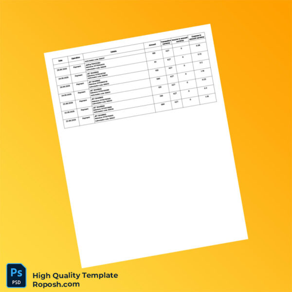 Kazakhstan Alatau City Bank Statement Template in Word and PDF formats 8 page