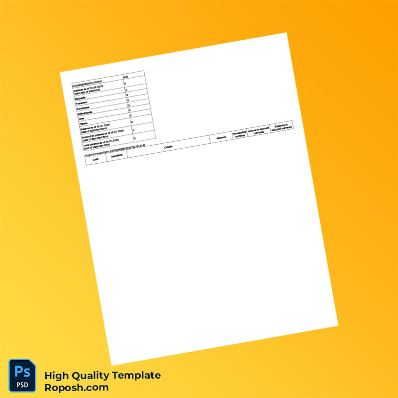 Kazakhstan Alatau City Bank Statement Template in Word and PDF formats 8 page Kazakhstan Alatau City Bank Statement Template in Word and PDF formats 8 page