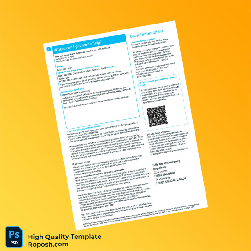 Kazakhstan British Gas Editable Utility Bill Template in Word and PDF formats 3 page Kazakhstan British Gas Editable Utility Bill Template in Word and PDF formats 3 page