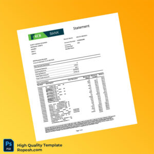 Kenya KCB Personal Account Statement Template in Word and PDF formats 2 page