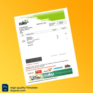 Kenya Zuku Editable Utility Bill Template in Word and PDF formats