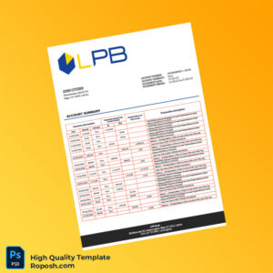 Latvia LPB Bank Statement Template in Word and PDF formats