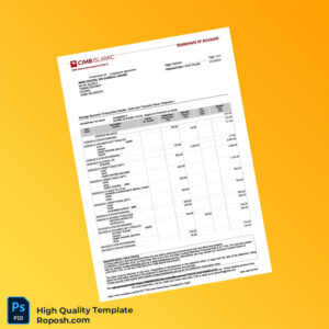 Malaysia Bank Statement Template in Word and PDF formats 3 page Malaysia Bank Statement Template in Word and PDF formats 3 page