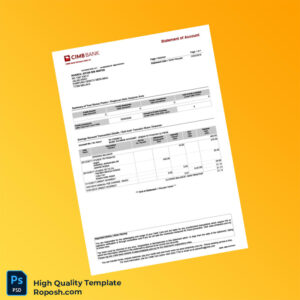Malaysia CIMB Bank Statement Template in Word and PDF formats