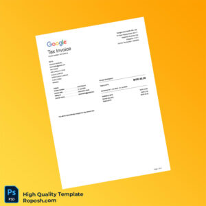 Malaysia Google Workspace Editable Tax Invoice Template in Word and PDF formats 2 page