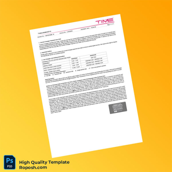 Malaysia TT dotCom Sdn Bhd Editable Internet Bill Template in Word and PDF formats 4 page