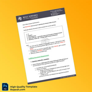 Malaysia Wolf Ventures Editable Amazon Seller Account Opening Template in Word and PDF formats 4 page