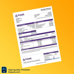 Myanmar A Bank Mortgage Statement Template in Word and PDF formats