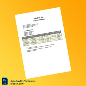 Netherlands SNS Bank Account Statement Template in Word and PDF formats