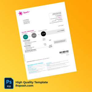 New Zealand Auckland Spark New Zealand Trading Ltd Editable Mobile and Broadband Bill Template in Word and PDF formats