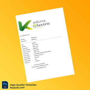 Nigeria Kaduna Electric Editable Utility Bill Template in Word and PDF formats