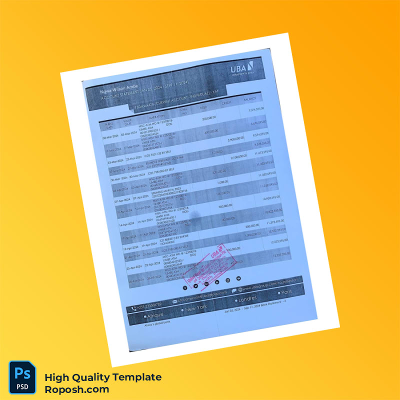 Nigeria Ngwa Bank Statement Template in Word and PDF formats 4 page Nigeria Ngwa Bank Statement Template in Word and PDF formats 4 page