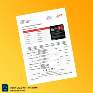 Nigeria UBA Bank Statement Template in Word and PDF formats Nigeria UBA Bank Statement Template in Word and PDF formats