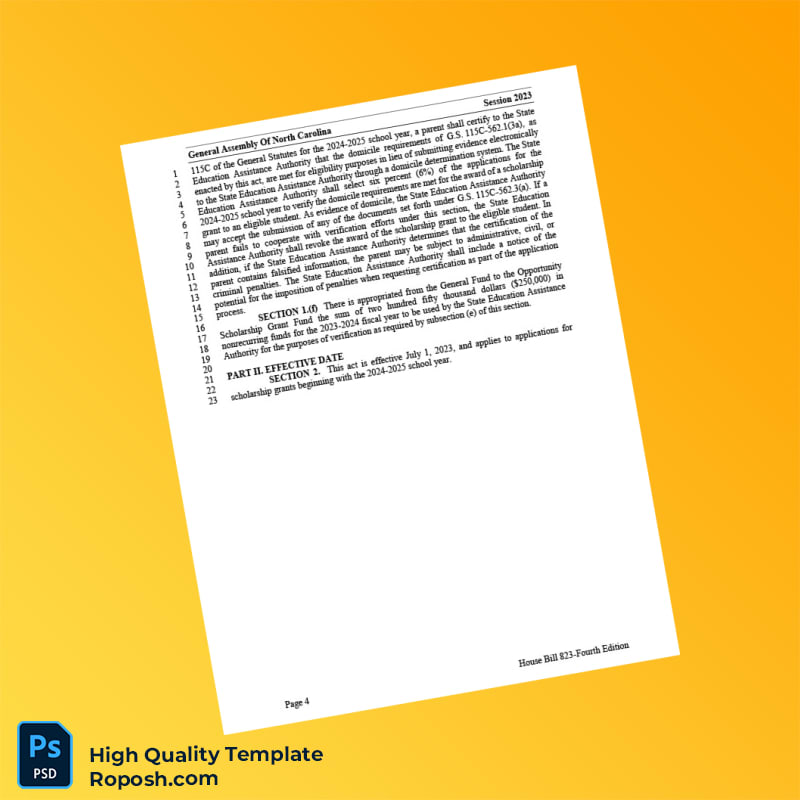 North Carolina General Assembly Editable House Bill Template in Word and PDF formats 4 page North Carolina General Assembly Editable House Bill Template in Word and PDF formats 4 page