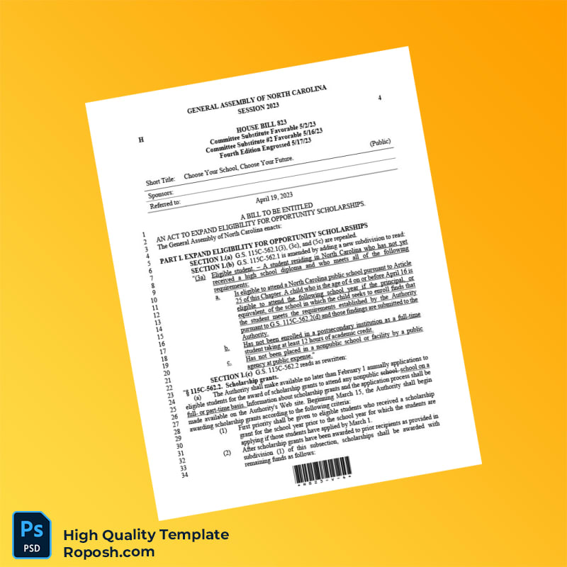 North Carolina General Assembly Editable House Bill Template in Word and PDF formats 4 page North Carolina General Assembly Editable House Bill Template in Word and PDF formats 4 page