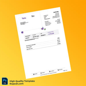 Norway Telia Norge AS Editable Phone Bill Template in Word and PDF formats 2 page