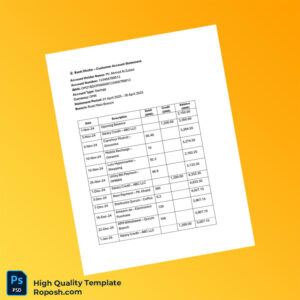 Oman Bank Dhofar Statement Template in Word and PDF formats 2 page